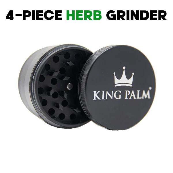 King Palm Aluminum Non-Stick Weed Grinder (3 Chamber) - 4 Piece