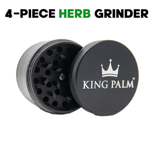 King Palm Aluminum Non-Stick Weed Grinder (3 Chamber) - 4 Piece