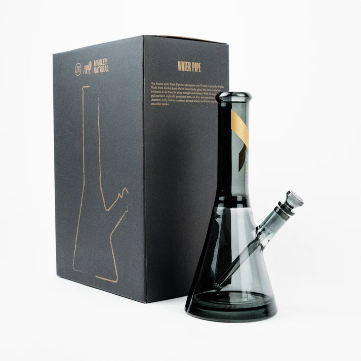 Marley Natural Smoked Glass Water Pipe Gold Stripe Decal Box