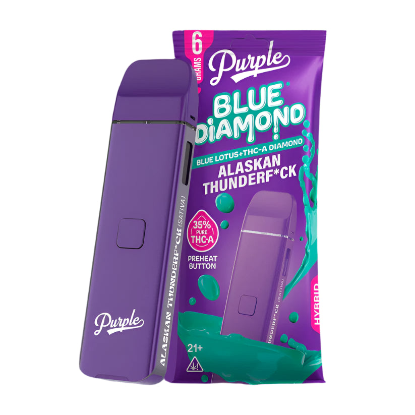 Purple Blue Diamond THCa Vape Disposable Alaskan Thunderfuck