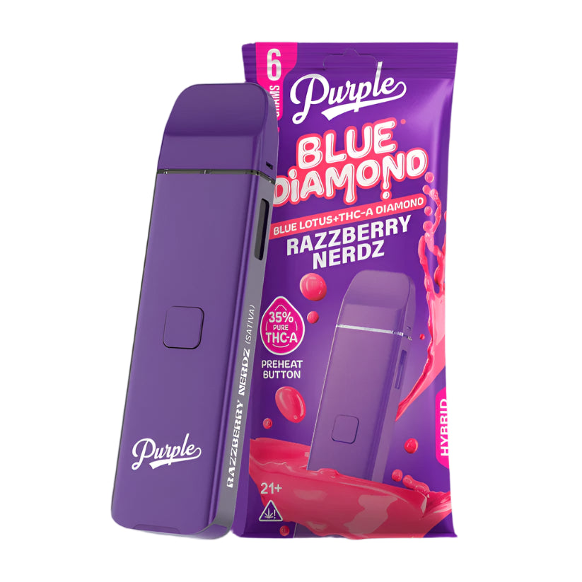 Purple Blue Diamond THCa Vape Disposable Razzberry Nerdz